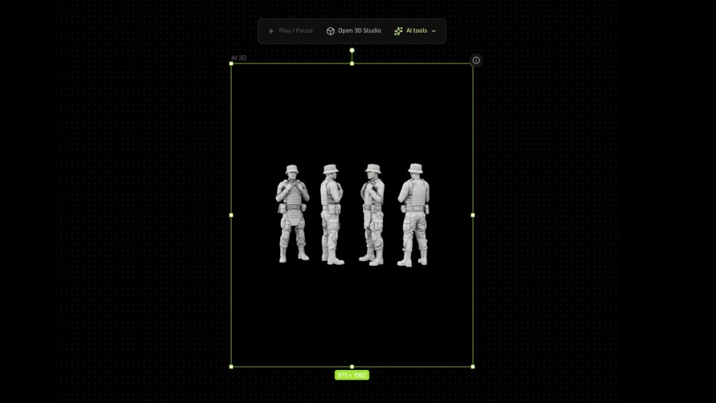 AI 3D result on the canvas