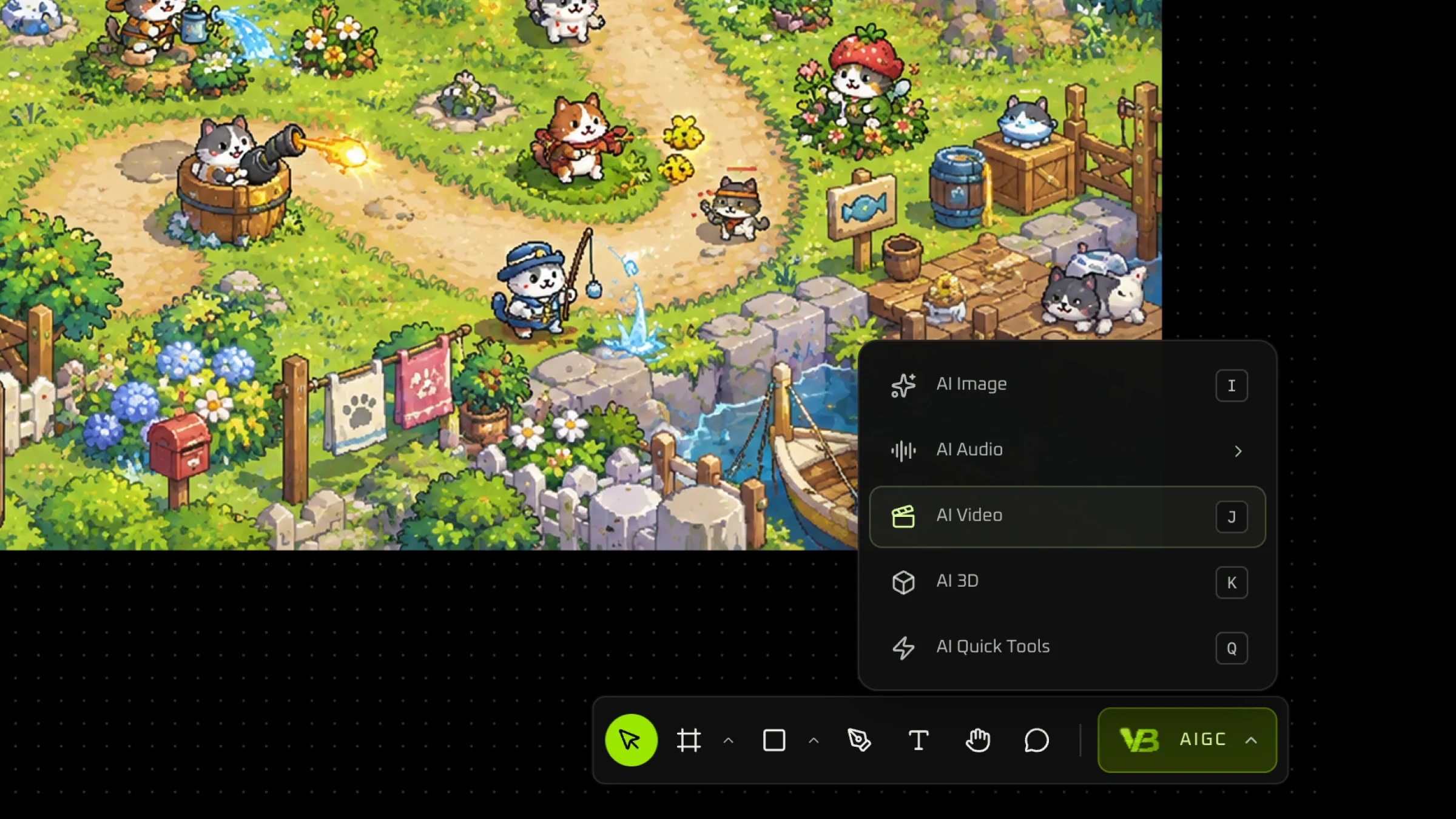AIGC menu with AI Video highlighted