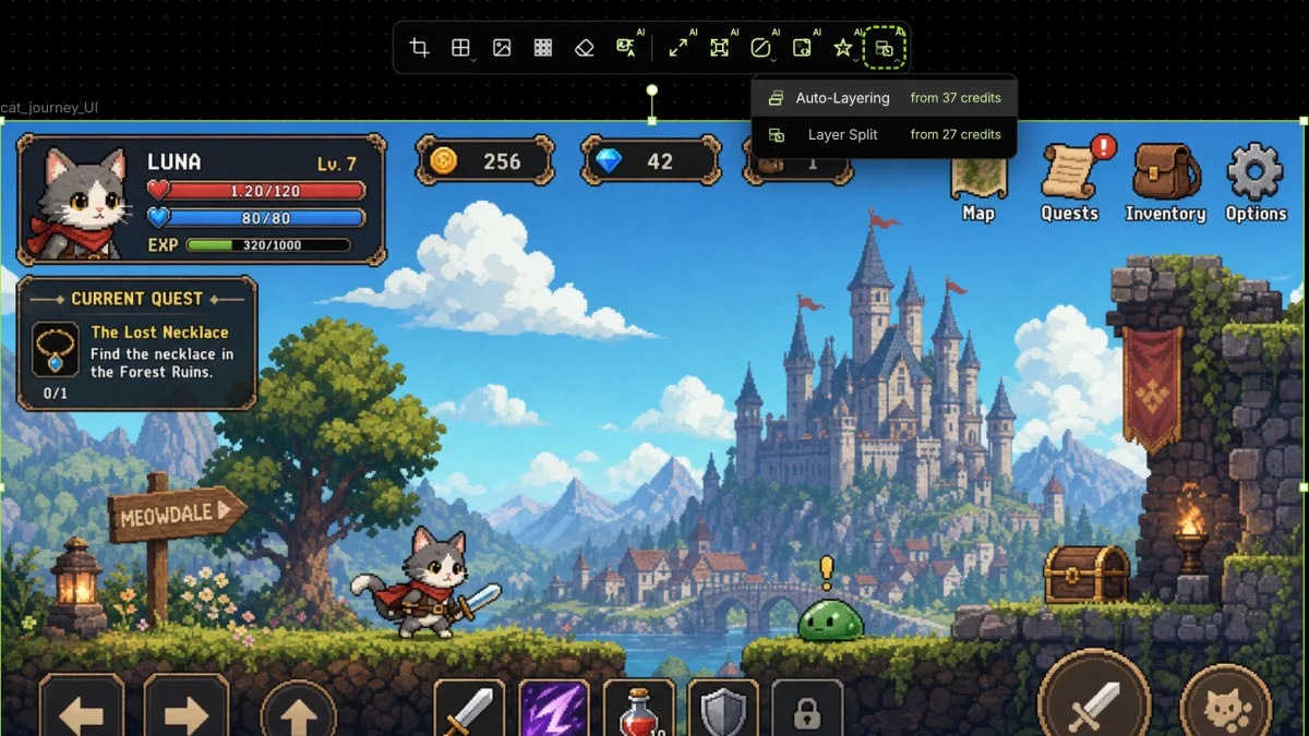 Overlapping-layers menu with Auto-Layering and Layer Split