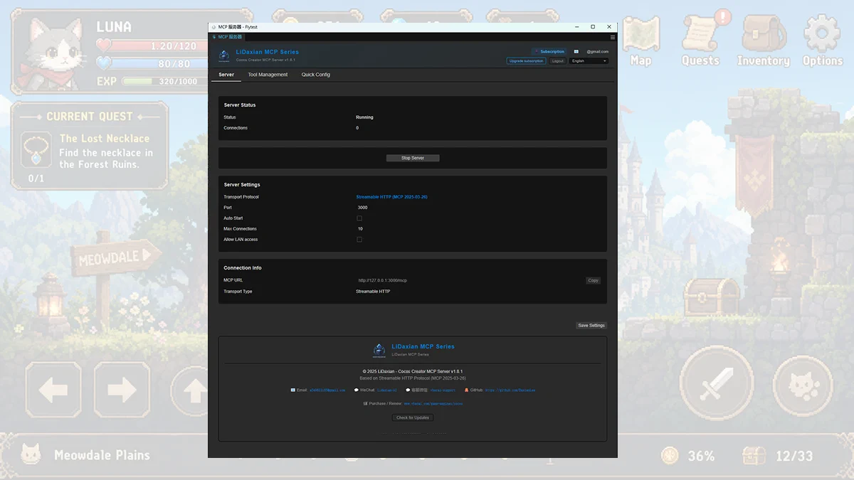 Cocos Creator 3.x MCP Server: Running, port 3000, One-Click Configuration
