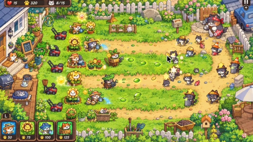 Cat-garden game scene used with Music / Song