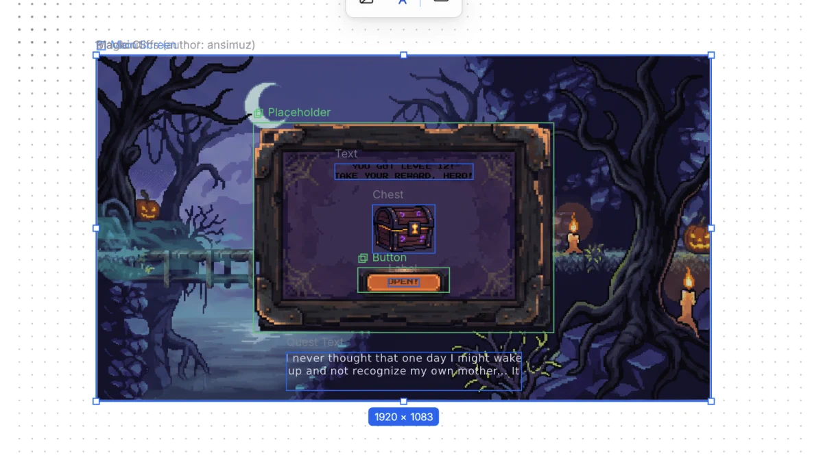 Reskinned Main Screen with layer bounds and sizes still aligned to the source structure